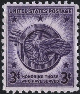 SC#940 3¢ Honorable Discharge Single (1946) MNH