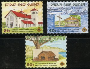 Papua New Guinea Scott 775-77 MNHOG - 1991 Churches Compete Set - SCV $6.00