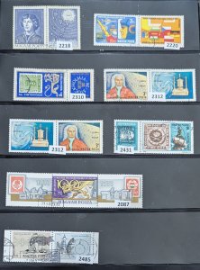Lot of 8 Hungarian Stamps with Labeled Tabs, attached (all used; 1971-1977)