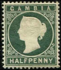 Gambia SC# 12 SG# 21 Victoria  1/2d wmk 2  sideways MH