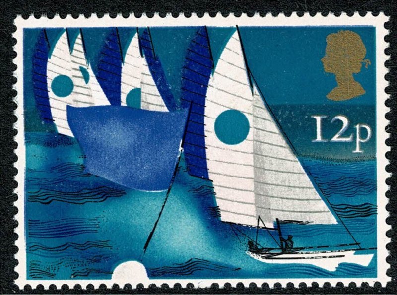 GB 1975 Sailing 12p White Sails Dry print of rose pink. SG 983 var