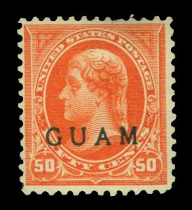 U.S. 1899 GUAM -  Jefferson   50c orange  Scott #  11  mint MH  FVF