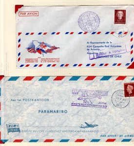 NETHERLANDS Air Mail Covers{2] FIRST FLIGHT KLM CHILE & SURINAME 1949-52 DL164