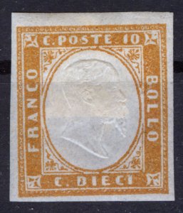 Ital-SARDINIA, 1861, King Victor Emmanuel II, 10c, Brown, Sc #11f, EF,HR UNUSED