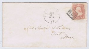 US 65 on cover tied by USM fancy cancel Rutland VT postmark 1864