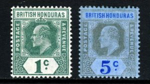 BRITISH HONDURAS KE VII 1904-07 1c. & 5c. Wmk Mult Crown CA SG 84 & SG 86 MINT