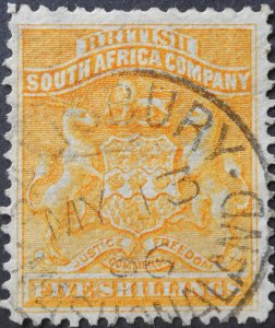 Rhodesia 1892 Five Shillings SG 8 used