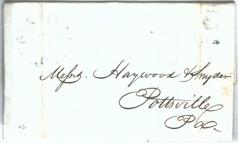 72324 - UNITED STATES USA - PREPHILATELIC Cover:  DANVILLE, PA  1846 -  5 Paid