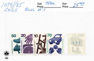 GERMANY  1074-85  MNH  COILS    BLUE  NUMBERS