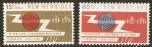 1965 New Hebrides British Scott 108-109 ITU  MNH