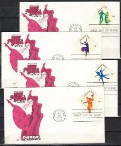 United States, Scott cat. 1749-1752. Dance in America. 4 First day covers. ^