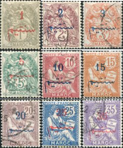 721312 USED MARRUECOS 1911 SELLOS DE 1902-03 SOBRECARGADOS