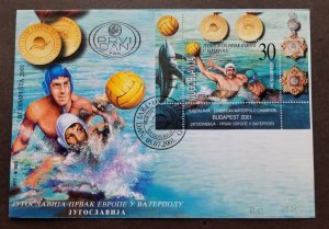 Yugoslavia European Water Polo Champions 2001 Sport Games Medal (FDC) *see scan