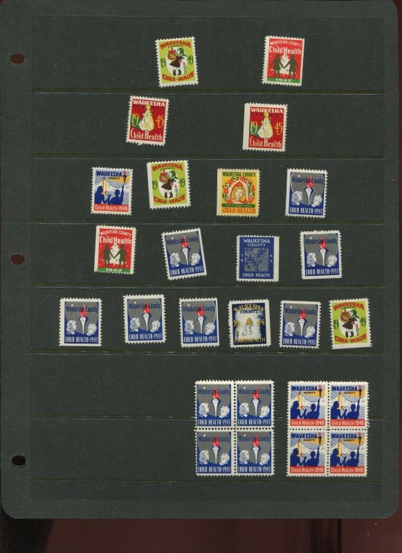 26 VINTAGE WAUKESHA COUNTY WISCONSINCHILD HEALTH POSTER STAMPS (L1218)