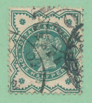 Great Britain 1900 Scott 125 Perfin - ½p,  Queen Victoria