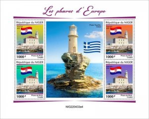 Niger - 2022 European Lighthouses - 4 Stamp Sheet - NIG220433a4