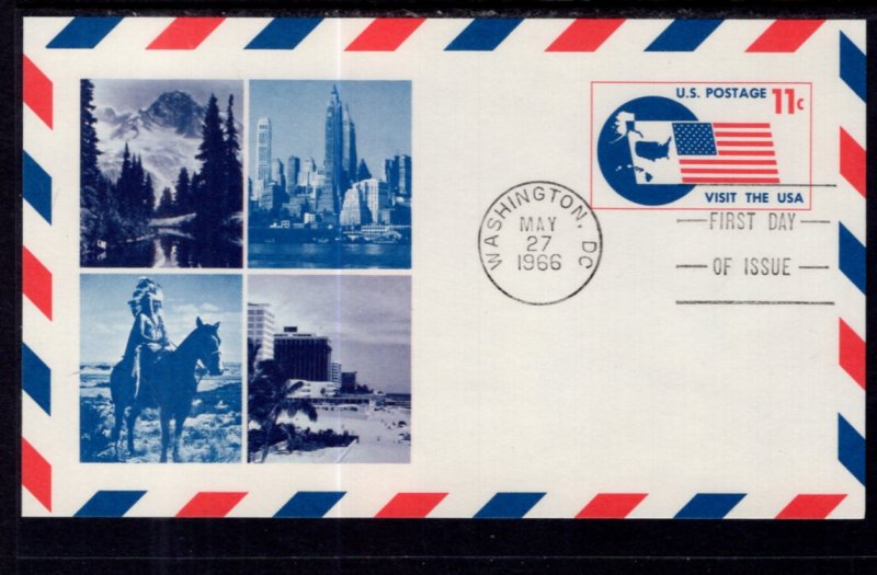 US UXC5 Flag Map Postal Card U/A FDC