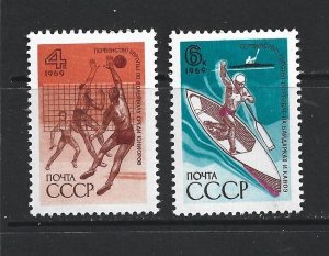 RUSSIA - 1969 VOLLEYBALL AND ROWING CHAMPIONSHIPS - SCOTT 3619 TO 3620 - MLH