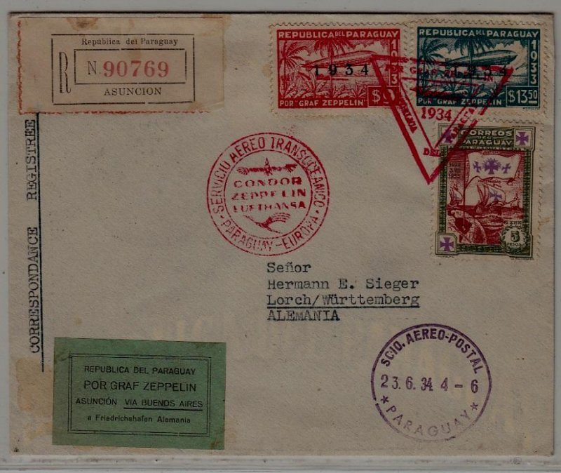 Paraguay/Germany Zeppelin cover 23.6.34