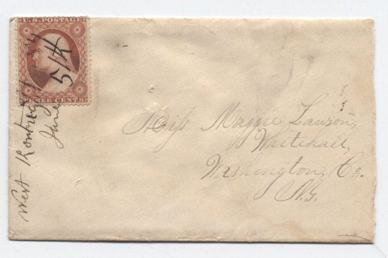 1861 West Kortright NY manuscript postmark #26 cover with letter [h.4851]
