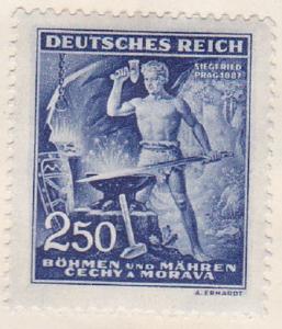 Bohemia & Moravia Sc #87 Stamp 1943 German Protectorate 2.50k Unused.