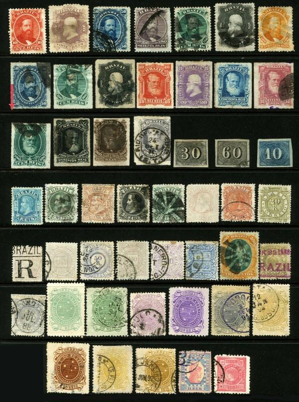 #23 - #111 1850-1893 Early Brazil Classics, Perf, Imperf & Roulettes, 49 items