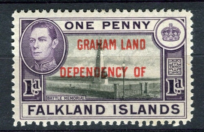 FALKLANDS; 1941 early GRAHAM LAND Optd. on GVI Mint hinged 1d. value