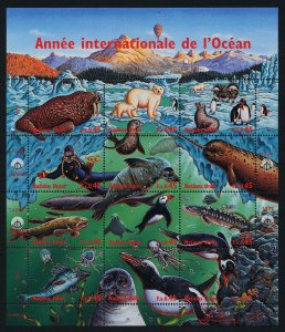 United Nations Geneva 322 MNH Marine Life, Birds, Fish, Seals, Diver, Penguin