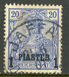 Germany 1900 Offices in Turkey 1 Piastre /20pf Blue Scott # 14 VFU K771