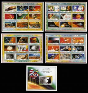 Sierra Leone #1167-1171 Cat$70, 1990 Exploration of Mars, set of four sheets ...