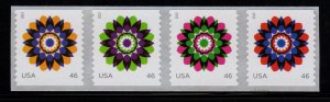 Scott 4722-25 or 4725a, 2013 Kaleidoscope Flowers Coil Strip of 4, MNH Beauties