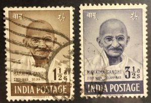 India Scott #203-204 VF Mahatma Ghandhi Used Cat. $7.25