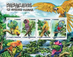 SAO TOME E PRINCIPE 2015 SHEET PARROTS BIRDS st15214a