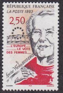 France # 2361, Louise Weiss - Suffragette,  Mint NH, 1/2 Cat.