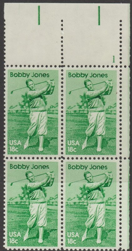 U.S.  Scott# 1933 1981 Bobby Jones Issue XF MNH Plate Block #1