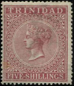 Trinidad SC# 56  Britannia 5shillings perf 12-1/2 wmk 1 MNH tone spot on gum