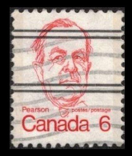 CANADA 1973 6c #591 (591xx) CARICATURE PEARSON USED PRECANCEL ON PLAIN PAPER