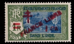 FRENCH INDIA  Scott 198 France Libre  surcharge MH*