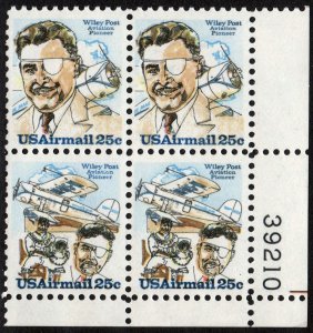 SC#C95-96 25¢ Wiley Post Plate Block: LR #39210 (1979) MNH