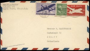 USA 1c Prexie Airmail Stationery Entire Transatlantic Cover Netherlands Ho 80740