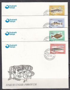 Faroe Islands Scott 97-100 FDC -  Fish