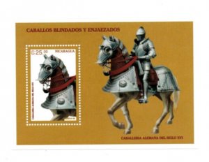 Nicaragua 1996 - Knight - Horse - Souvenir Stamp Sheet - Scott #2186 - MNH