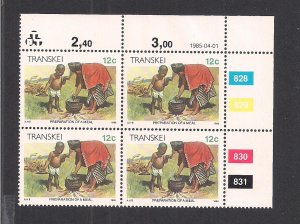 SOUTH AFRICA - TRANSKEI SC# 140  CONTROL BK/4  #828-31   FVF/MNH 1985