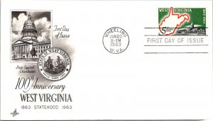 FDC 1963 SC #1232 Artcraft Cachet - Wheeling, W. VA - Single - F76170