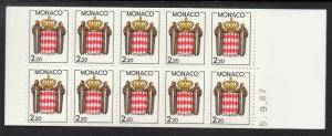 Monaco 1987-8 Coat of Arms Booklet VF MNH (1609a)