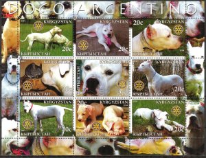 Kyrgyzstan 2004 Rotary Dogs of Argentina Sheet of 9 MNH Private