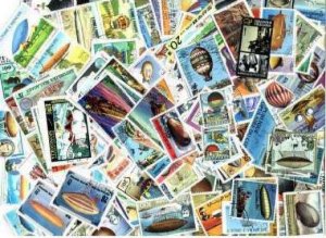 Balloons on Stamps Collection - 200 Different Stamps