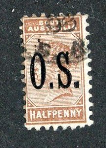 1896 South Australia  Sc #O-67 used cv.$5.75 ( 9305 BCXX5 )