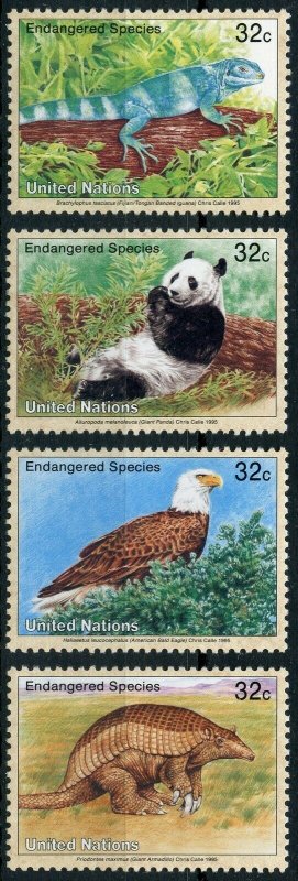 UNITED NATIONS 1995 ENDANGERED SPECIES OFFICIAL FOLDER WITH MINT STAMPS AS ISSUE