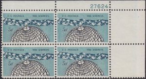 1237 Science Plate Block MNH